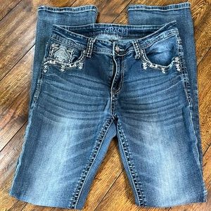 GRACE IN L.A. BOOTCUT DISTRESSED JEANS FROM CAVENDERS